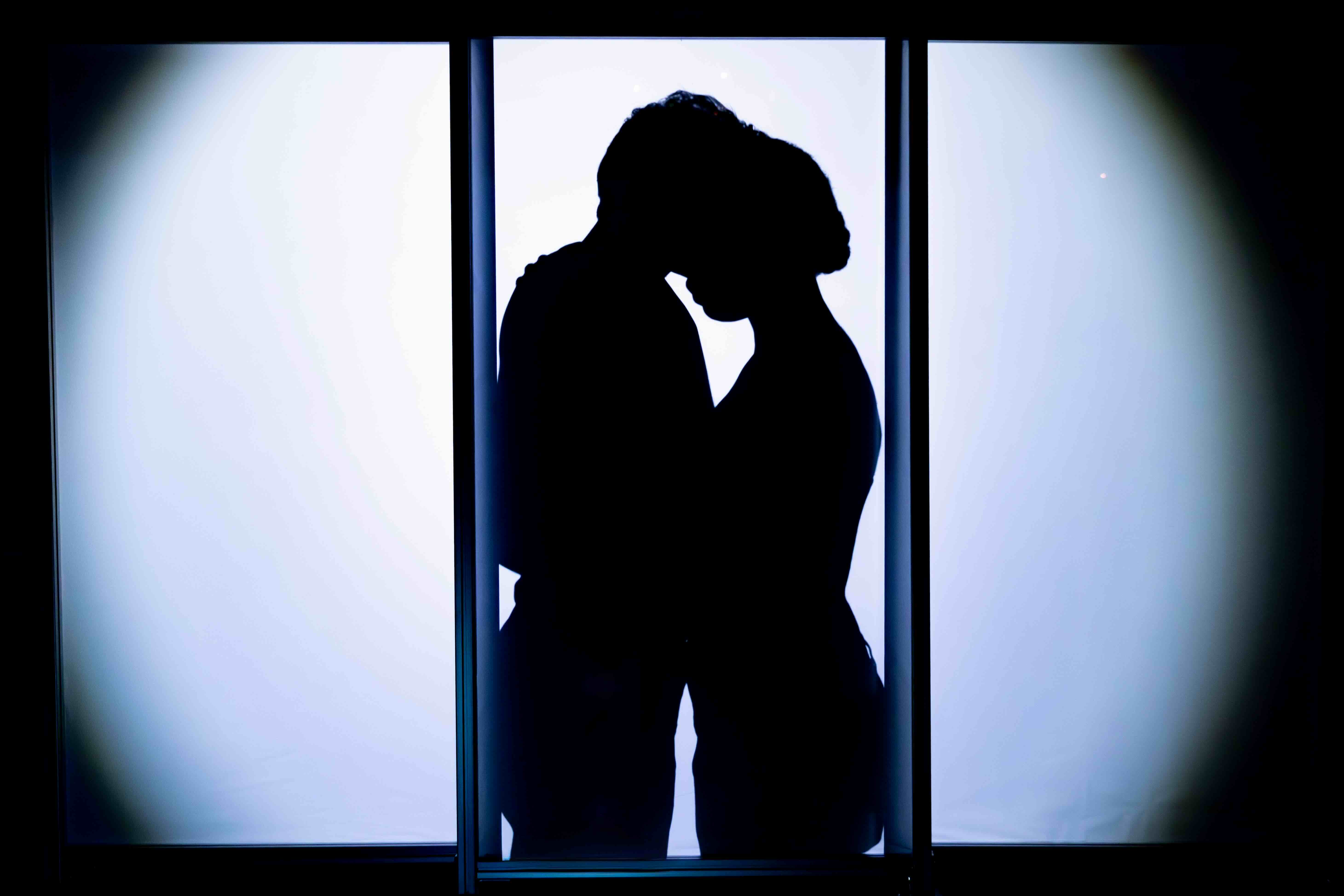  Aaron Greenberg as D-503 and Cassandra Umaña as O-90 