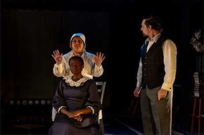 Monica Mendez as Kitchen Maid, Matenin Sangare as Mary and Jimmy Morgan as Gardener