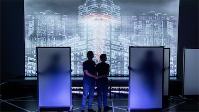 Aaron Greenberg as D-503 and Sabra Shelly as I-330